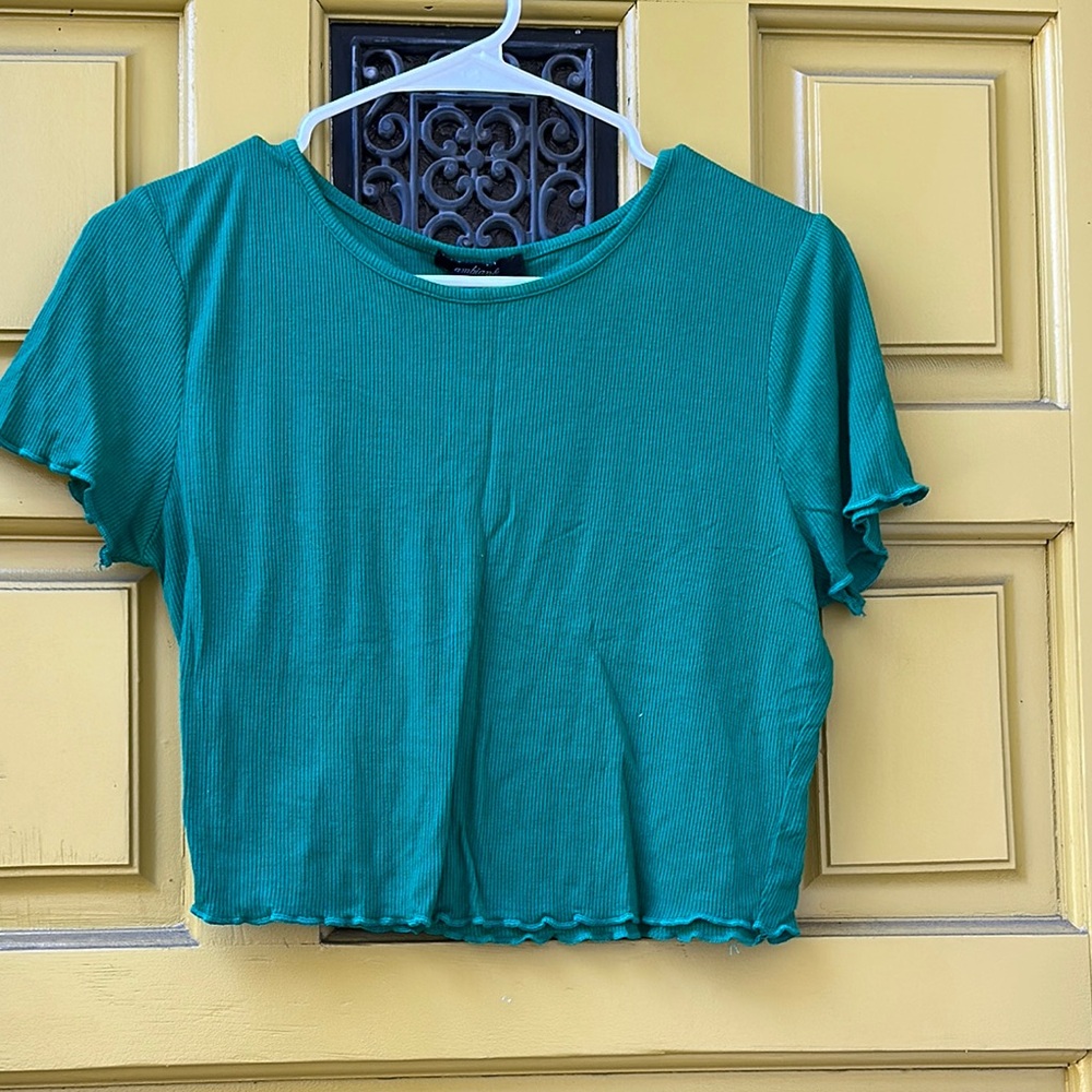 Ambiance Green Flutter Sleeve Crop Top